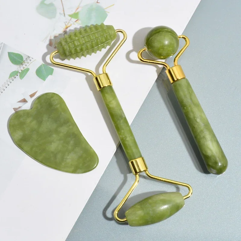 Jade Roller Stone - أداة تدليك الوجه والجسم من حجر